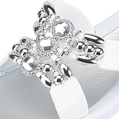 Grandco Sandals Lady Q 25764E - White Soled Jeweled Sandals Close Up