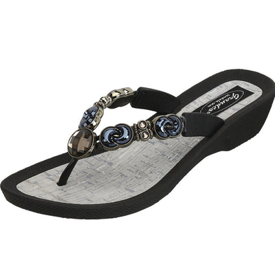 Grandco Sandals - Lunar 27685 in Black Jeweled Sandal