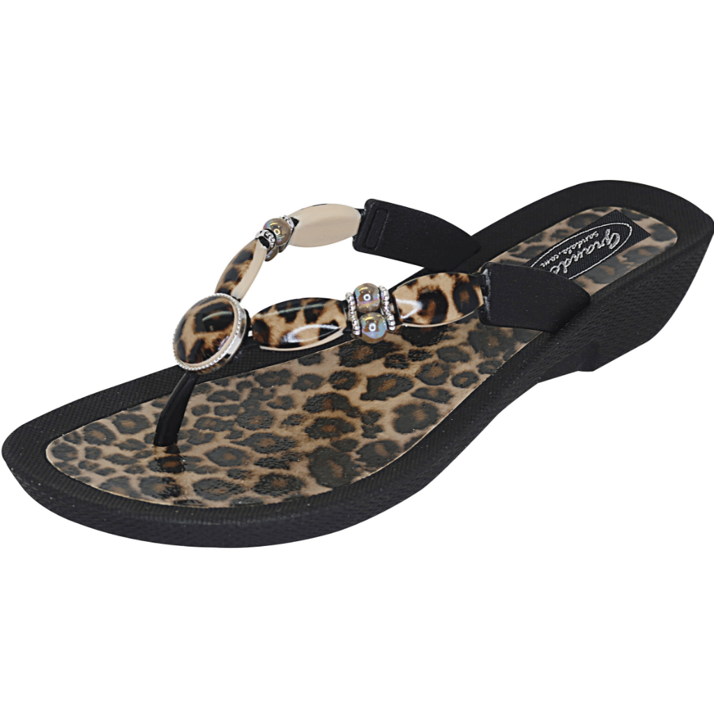 Grandco Sandals - Leopard Print Style 28636, With A black  1' Sole