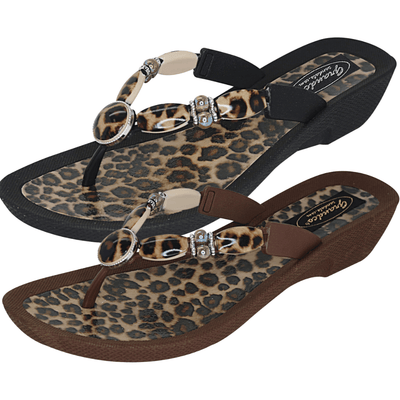 Grandco Sandals - Leopard Print Style 28636, With A black or brown 1' Sole